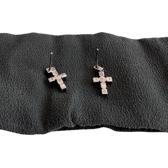 Emporio Armani Silver Block Cross Drop Earrings for Pierced Ears - Picture 5 of 7